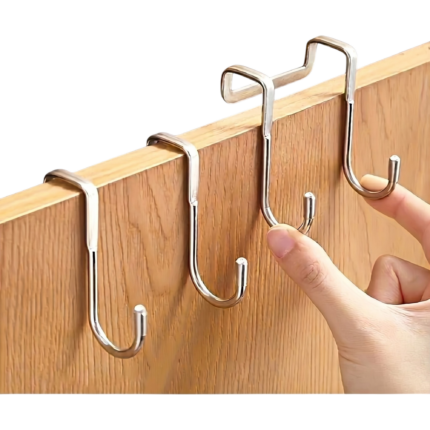 S-haak van roestvrij staal voor ophangen zonder boren aan kastdeuren en planken in zilverkleurig design
