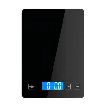 Digitale weegschaal met display en vlak glazen oppervlak voor nauwkeurig wegen thuis