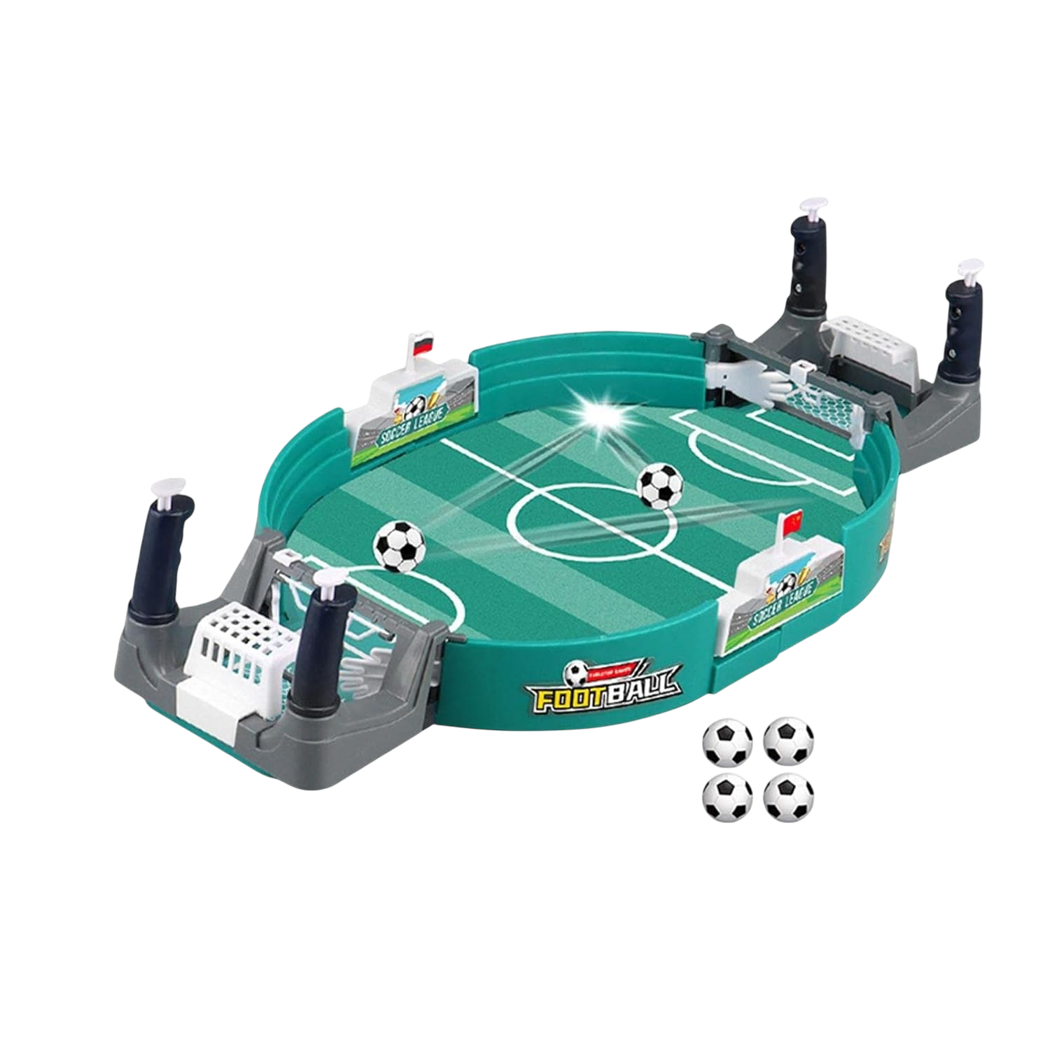 Tafelvoetbaltafel voor binnen spelen en snelle duels voor twee spelers als familiespel thuis Tafelvoetbalspel om binnen te spelen en snelle duels voor twee spelers als familiespel thuis
