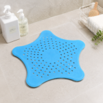 Stervormig afvoerzeefje voor het bad van blauw geperforeerd siliconen voor haar en kleine deeltjes - Afbeelding 2