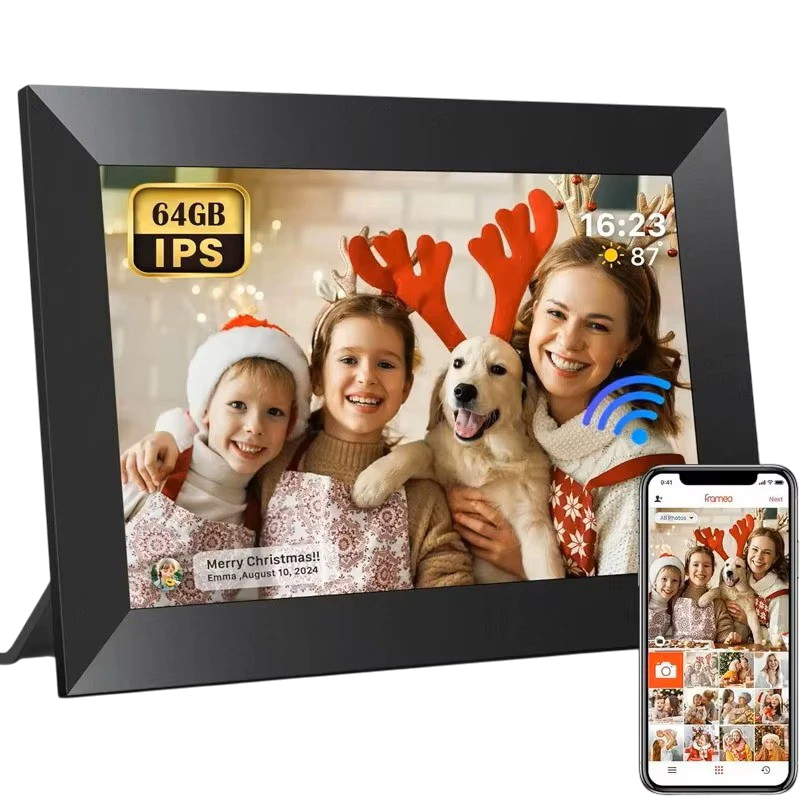 Digitale fotolijst 10,1” met Frameo-app, wifi en 32 GB – zwart of wit