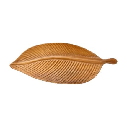 Bladvormig dienblad van naturel hout – decoratief opbergen met organische vorm voor kleine spullen in huis