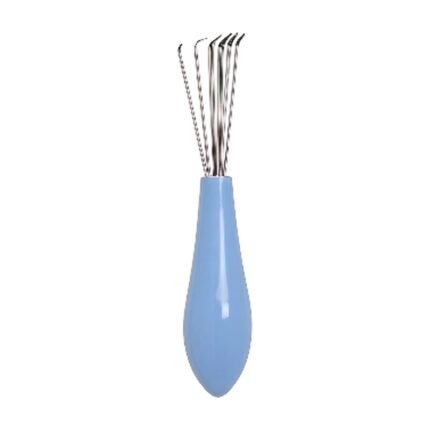 Flexibele borstelreiniger in blauw, paars, roze en zwart met ergonomisch handvat voor het schoonmaken van haarborstels