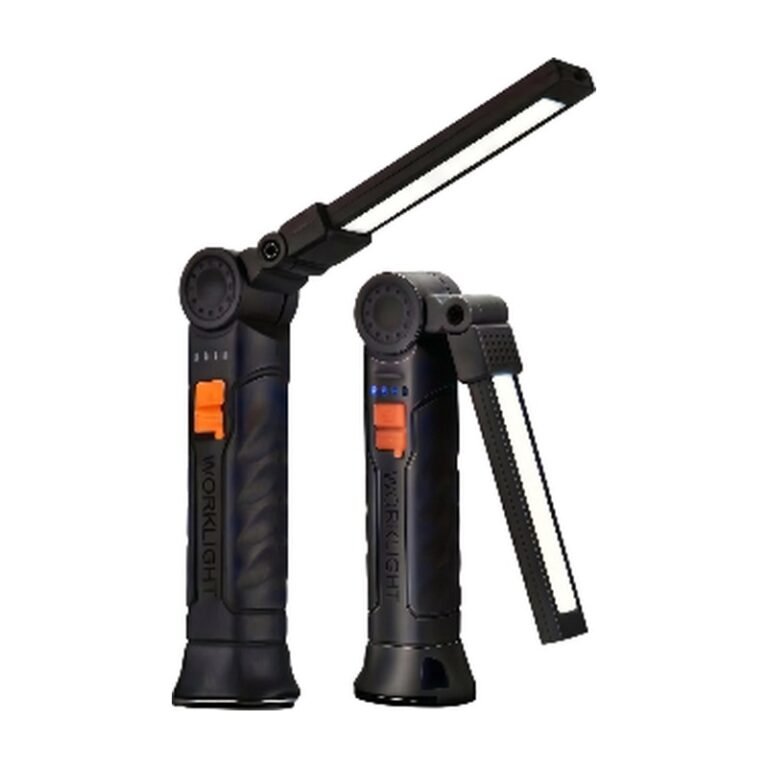 Oplaadbare ledzaklamp met opvouwbare arm, magnetische voet en haak voor handsfree verlichting