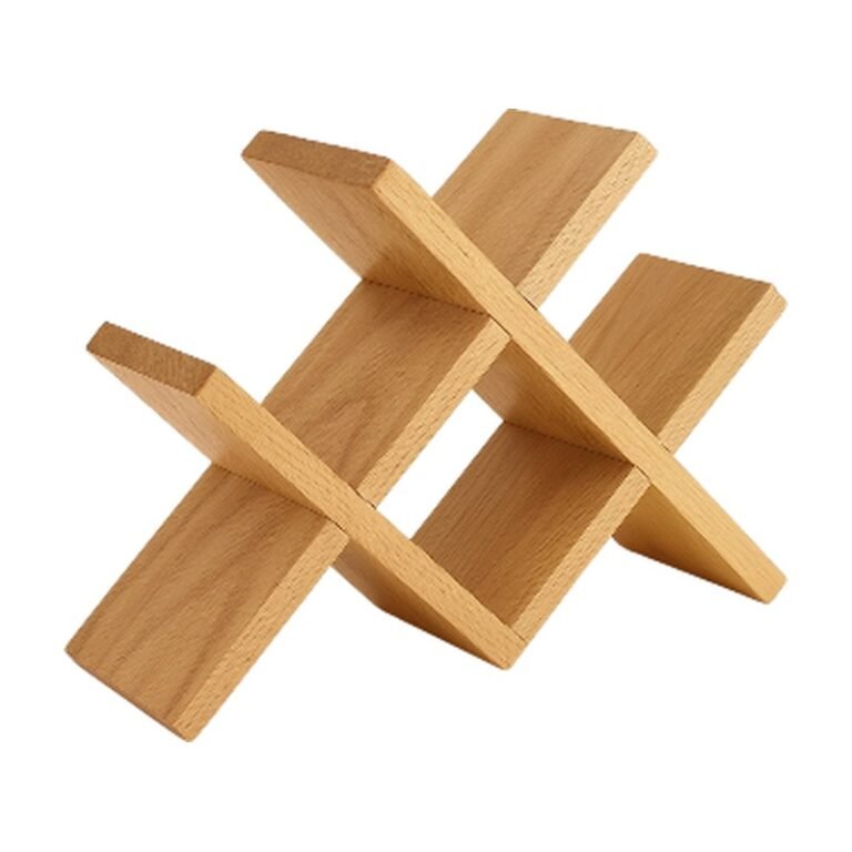Houten wijnhouder - donkerbruin, lichtbruin en zwart voor liggende opslag en decoratieve presentatie