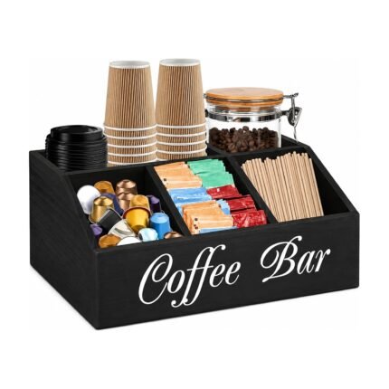Houten koffie-organizer voor capsules en koffieaccessoires