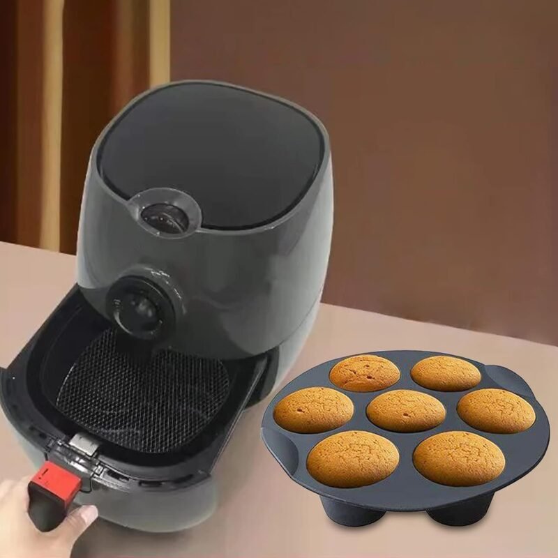 Siliconen muffinvorm in gebruik