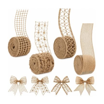 Linnen decoratielint – 4 rollen voor cadeauverpakking