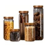 Voorraadpotten van borosilicaatglas met deksel – set van 5