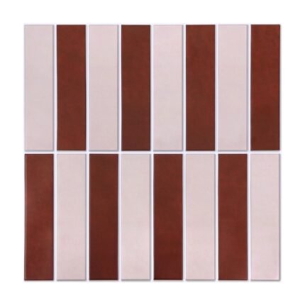 Zelfklevende 3D-wandpanelen met tegeleffect – 30 × 30 cm – rood/roze