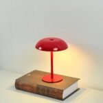Snoerloze paddenstoellamp met aanraakbediening en 3 lichtkleuren – oplaadbaar – rood